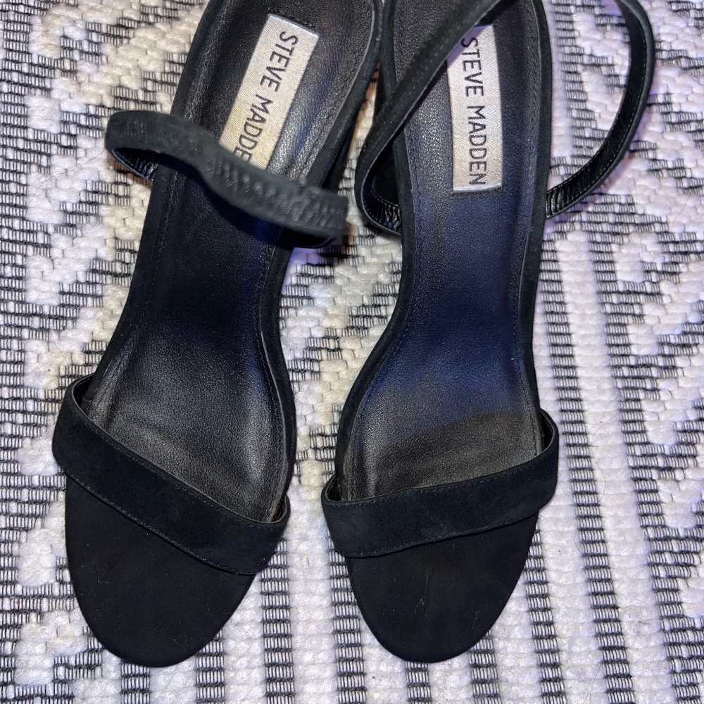 Black Suede Steve Madden sling back heels